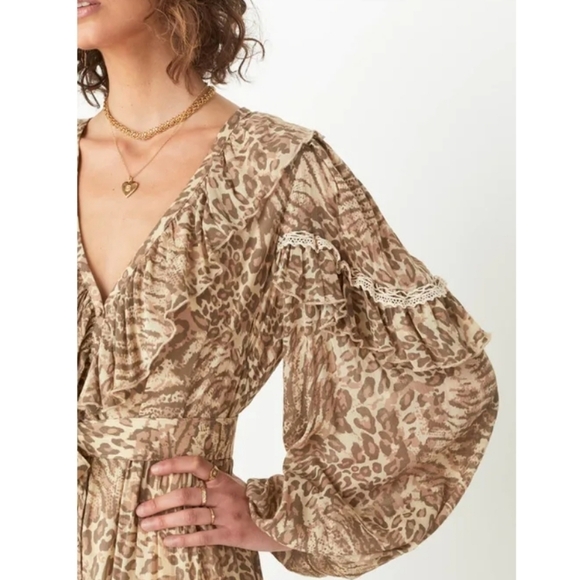 NWT Spell and the Gypsy Leopard Ada  Print Boho maxi dress size small - Picture 2 of 12